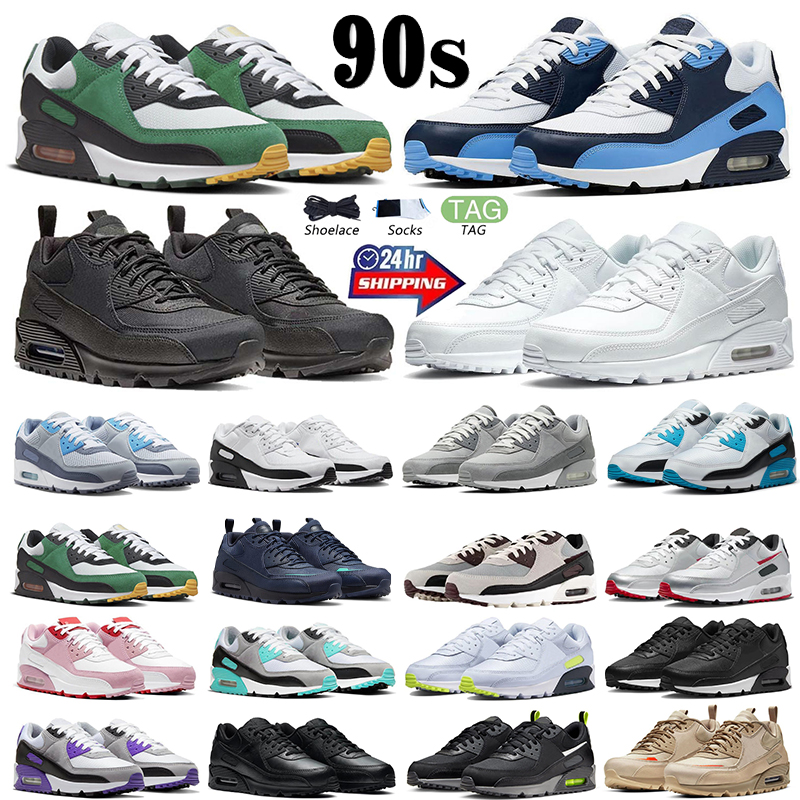 90 90s Mens Women Running Shoes Triple White Black Midnight Navy olive Wolf Grey Black Infrared Neon Desert Flat Pewter Valentines day Sports Trainers Sneaker