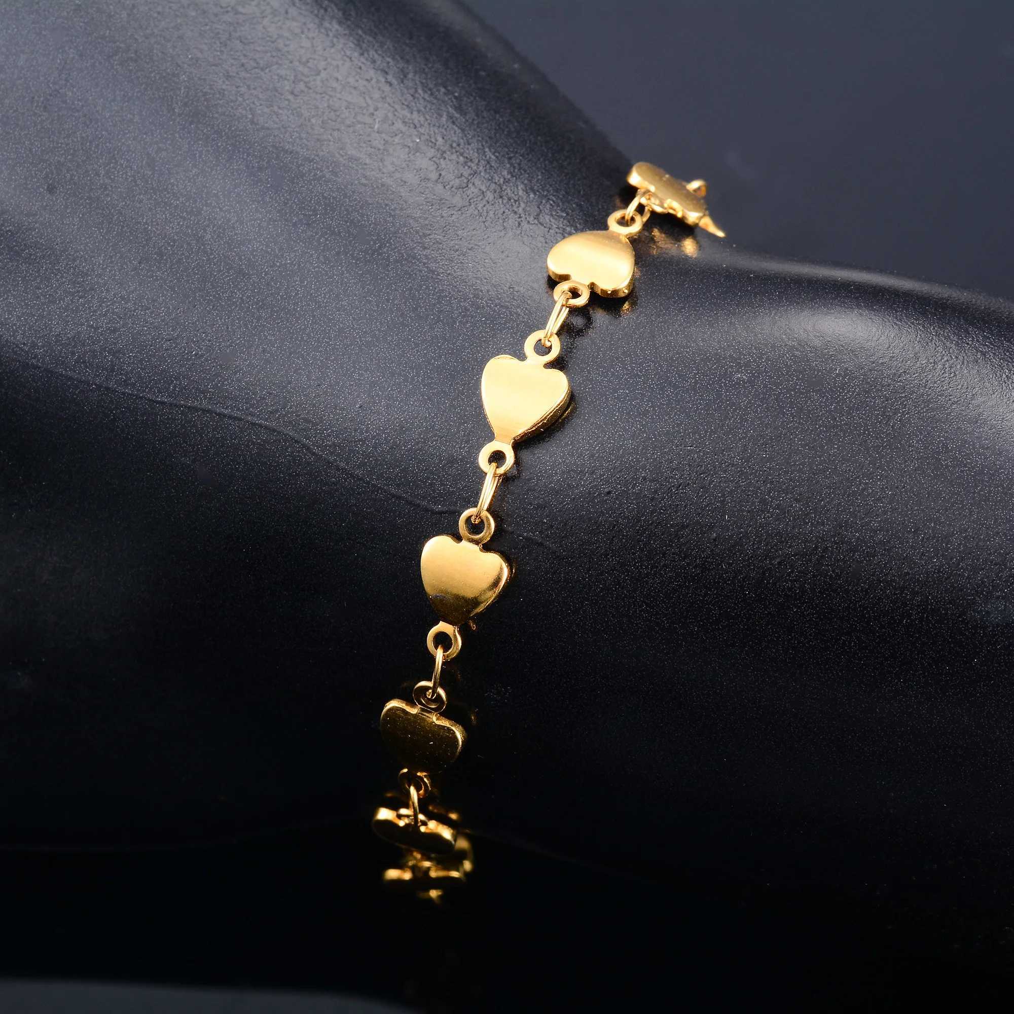 Dainty Heart Link Chain Bracelet for Women Stainl Steel Hand Bangle Ladies Girl Foot Ankle Anklet Gift Jewelry AccoriesXJ241214