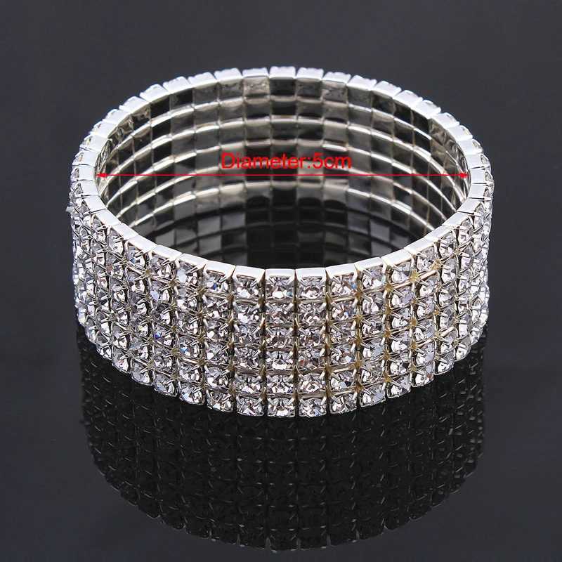 Classic Multiple Shining Rhinestone Crystal Stretch For Women Girls Bridal Wedding Wristband Elastic Bracelet Gold Silver ColorXJ241214