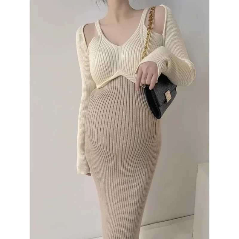 Autumn Winter Materni Dress A Line Slim Sweaters Clothes for Pregnant Women Bodycon Pregnancy Baby Shower ParXJ241213