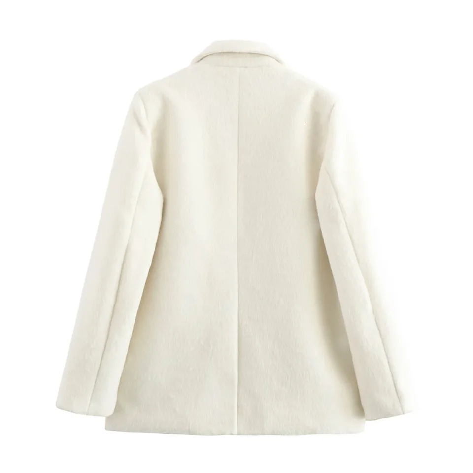 24 Autumn Product Womens Fashion Long Sleeve Artificial Fur Effect Straight Cut Casual Suit Coat 241209