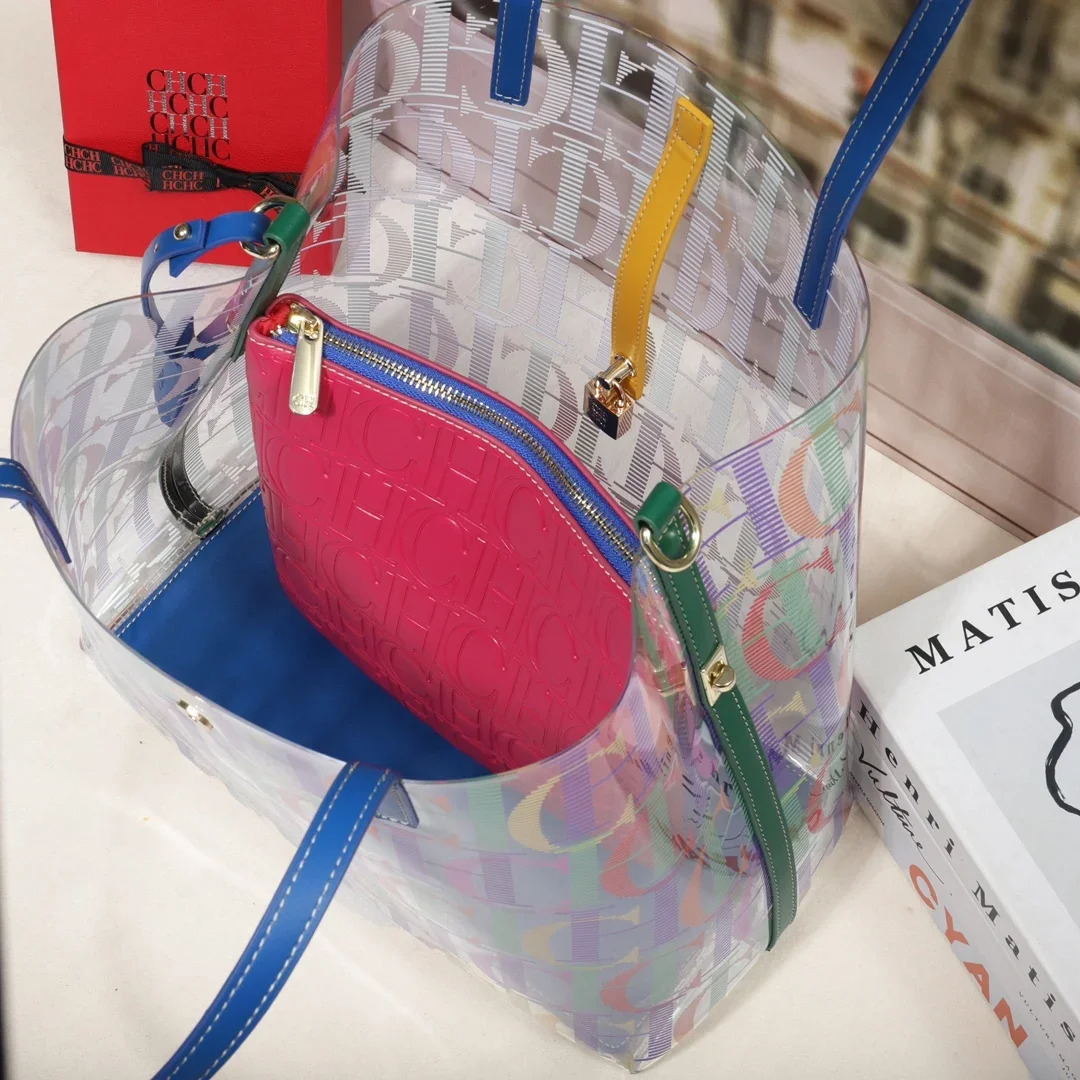 A Summer Hot Selg Pvc Material Transparent Women's Handbag, Shoulder Crossbody Bucket Bag, Medium Size For Daily Use