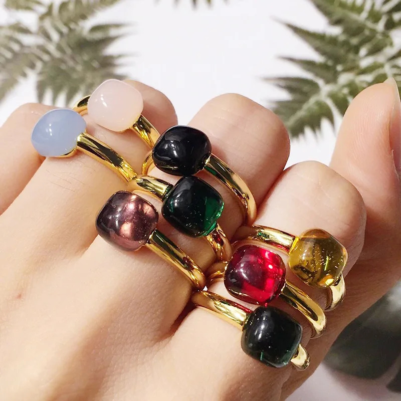Classic Water droplets Candy Style Ring 8 Color Real Crystal Drop Rings For Women Fashion JewelryDJ1153 241214