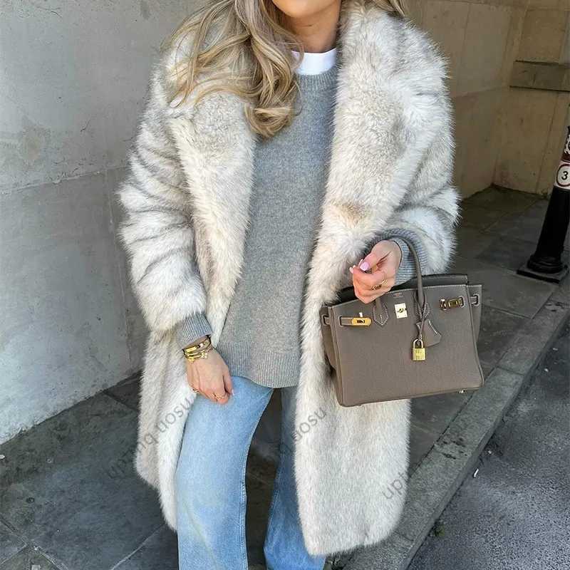 Luxury Fashion Brand Long Faux Fur Coat Women Winter Season Cozy Warm Outfits Fuzzy ic Vibe Parka Outwear vintage Jackets X241214