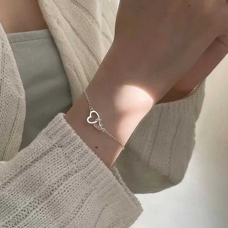 Fashion Double Heart Bracelet Bangle For Women Adjustable Bracelet Romantic Wedding Party Jewelry GiftXJ241214
