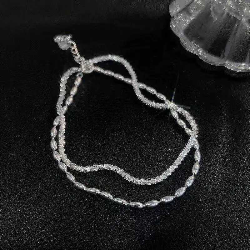 925 Sterling Silver Sparkling Bracelets for Women Fashion Korean Gypsophila Double Layered Adjustable Bracelet Party JewelryXJ241214