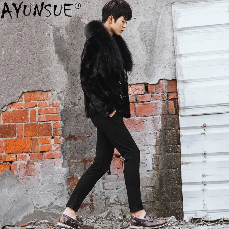 AYUNSUE Mens Winter Jacket 2020 Mens Clothing Natural Mink Coat Mens Warm Mens Clothing Cut Jacket Mens Tank Top LXR47 W241213