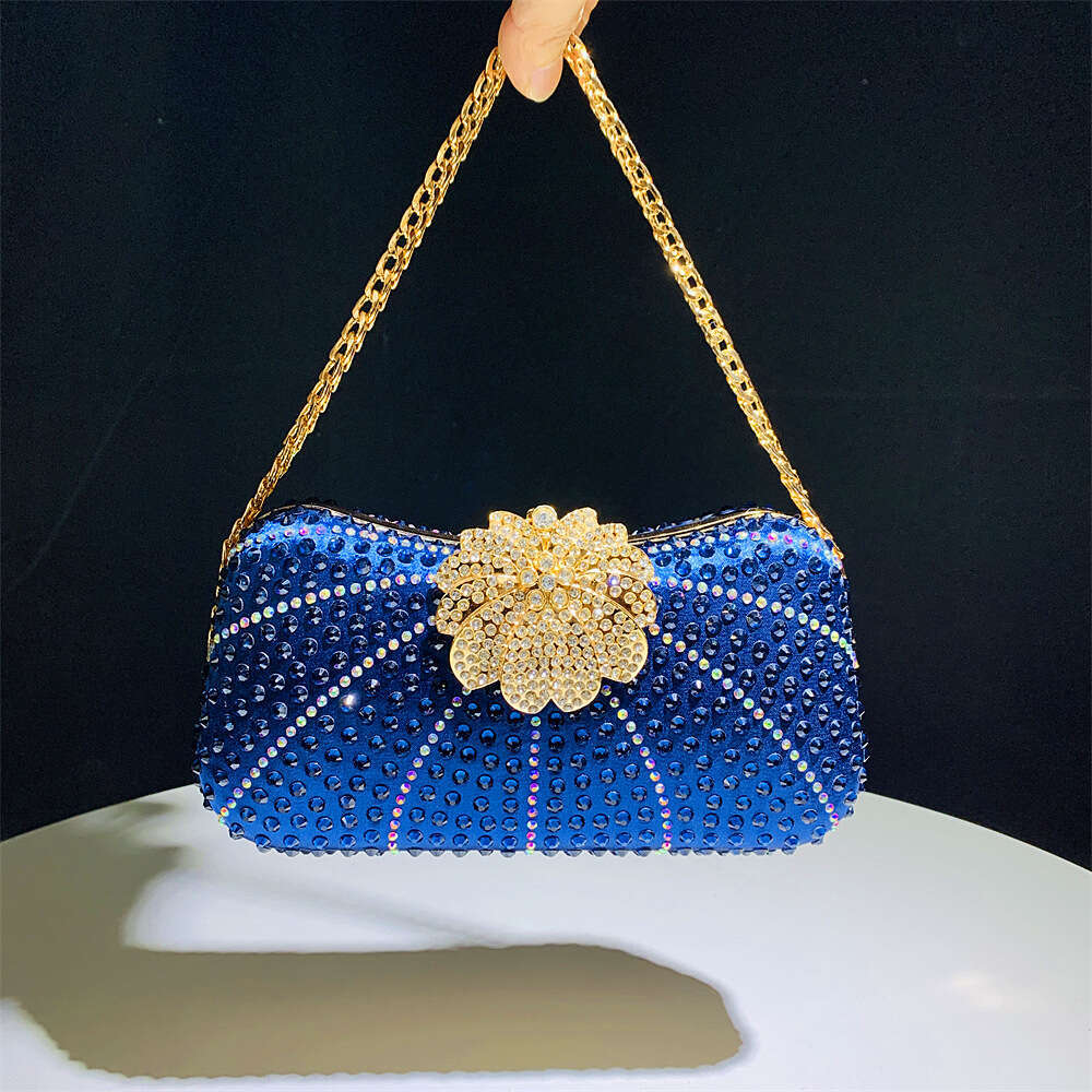 Women Fushia/Sier/Black Handbags Gold/Blue Crystal Evening Lady Clutches Wedding Shoulder Bags Party Handbag and Purses