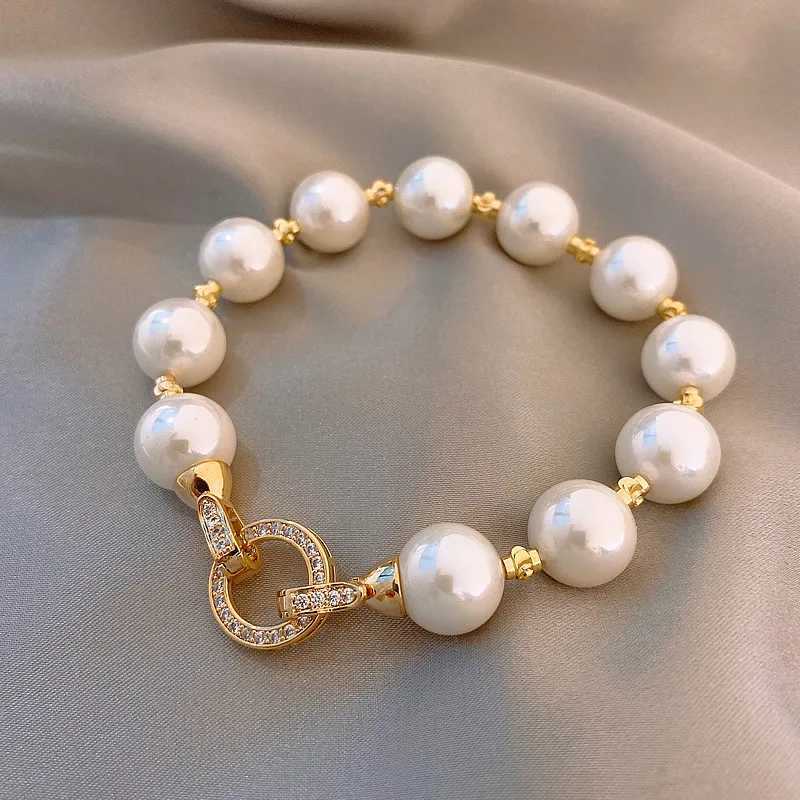 2024 New Arrival Retro Light Luxury Elegant Zircon Circle Pearl Bracelet For Women Fashion Sweet Crystal Jewelry Party GiftsXJ241214