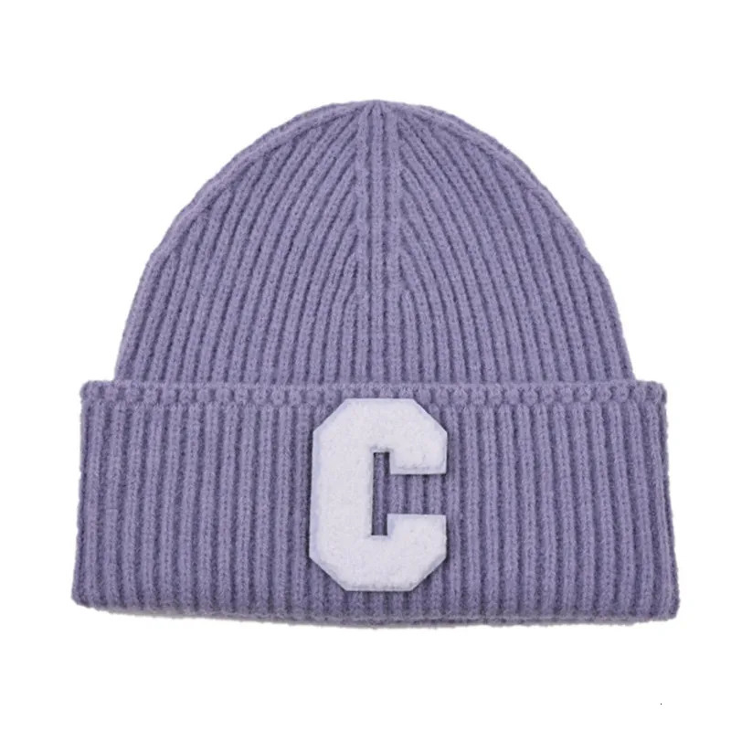Winter women men solid c letter sports knitted hat Beanie cap Skullies Ski Thickw warm Wool skullcap Caps 241213