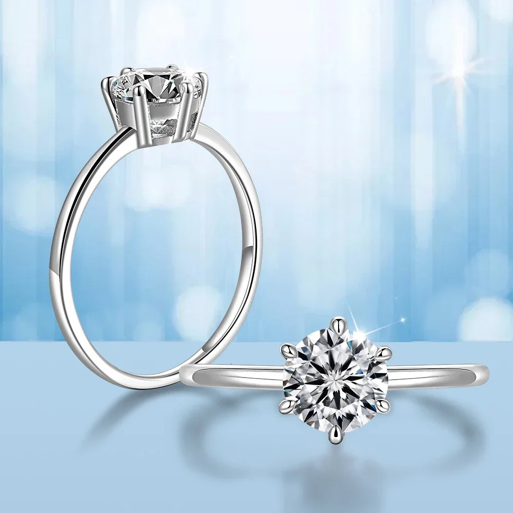 Trumium 0.5/1 Ct D Color Ring For Women Diamond Rings s925 Silver Engagement Wedding Bands Fine Jewelry 241214