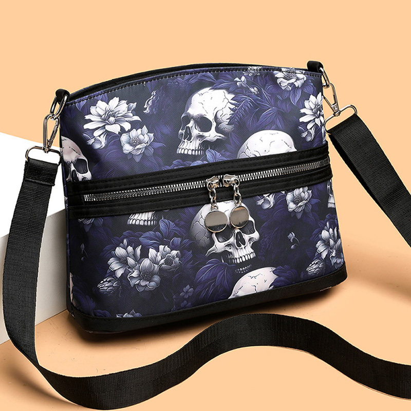 Fashion Wer Skull Pattern Crossbody Bags Women, Large Capacity Casual Graffiti Shoulder Bag For Halloween Gift