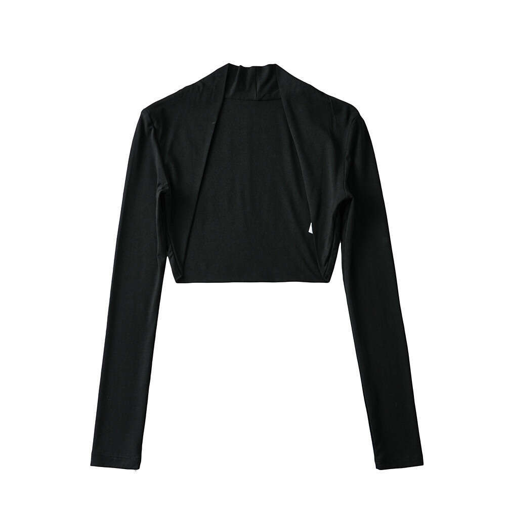 European and American INS Kendou Street Auction Outer Sunscreen Long Sleeve Shawl Women's Spring Solid Color Ultra Short T-shirt Open Top Trendy 