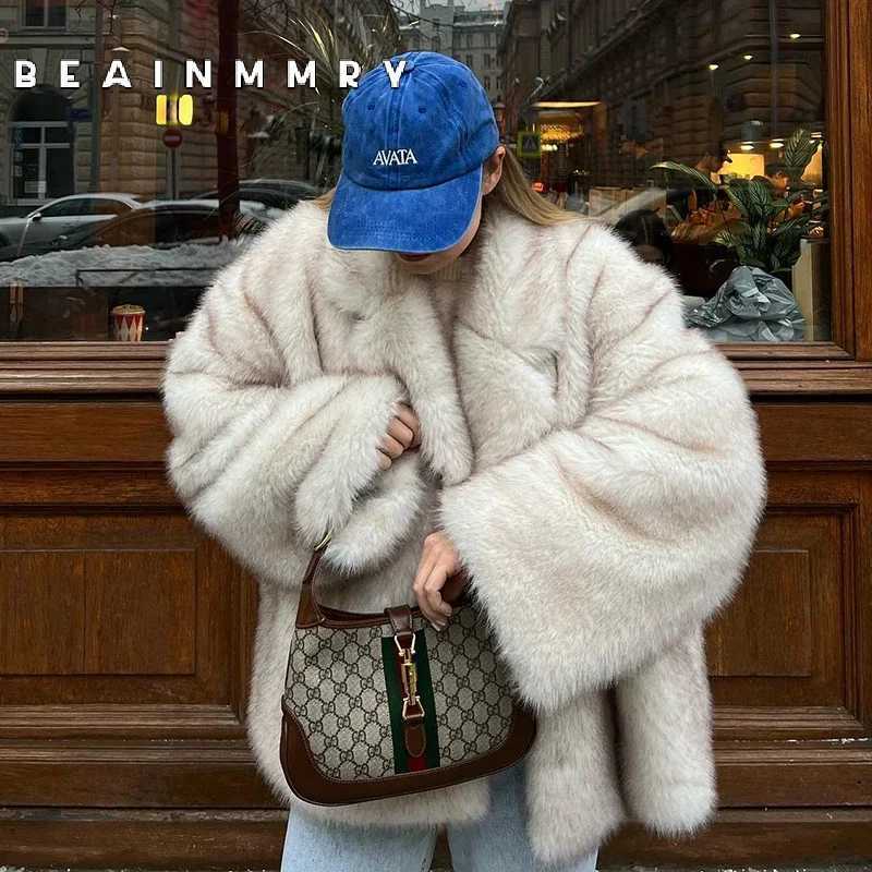 2025 Women Ins Hot Fluffy Fur Jacket Female Oversized Gradient Fur Coat Girls Fashion Autumn Winter Thick Warm Outerwear X241214