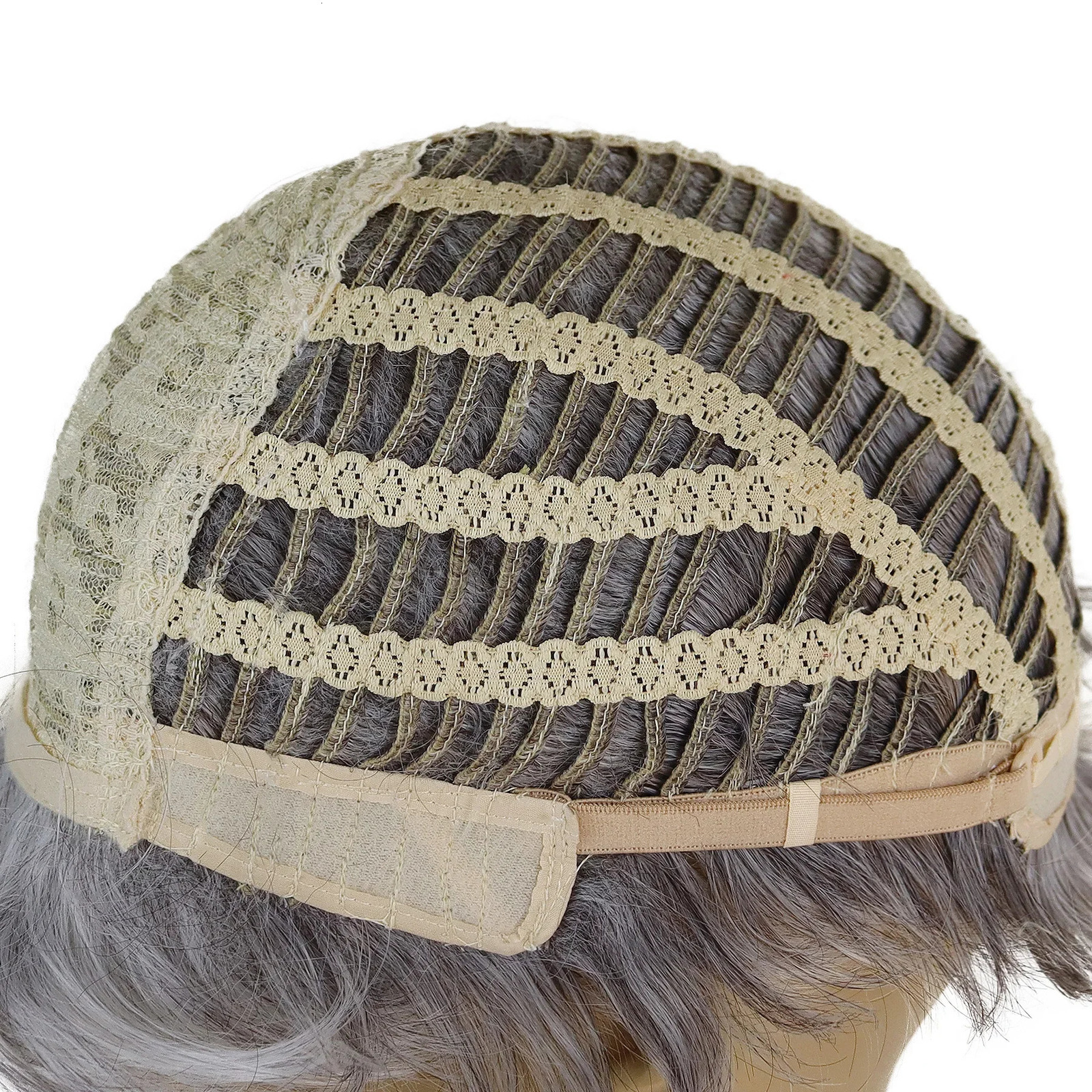 Synthetic Hair Ombre Gray and White Wigs for Men Short Haircuts Natural Curly Wig with Bangs Cos Student Hairstyle Male Cospaly 241213