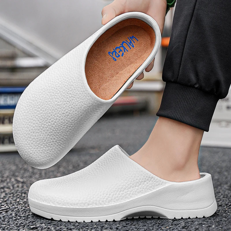 Mens Outdoor Work Summer Style Cool Slippers Large Size Anti Slip Loafers Indoor Chef Set Foot Casual Shoes for Women 2025 241214
