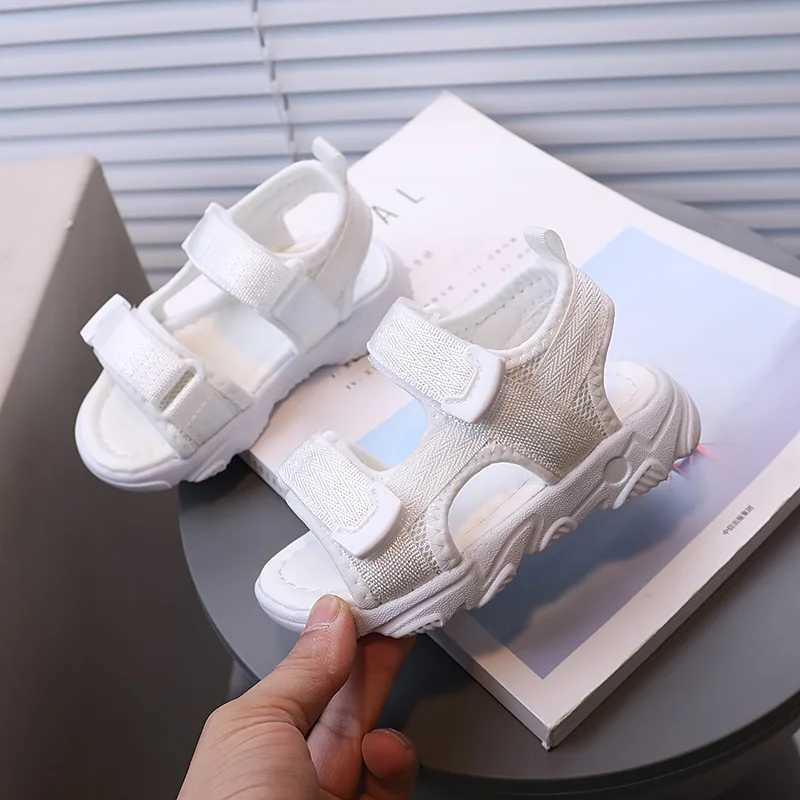 Sandals Summer Beach Sandals for Boys Korean Style 2024 Fashion Children Footwear Canvas Anti-slippery Soft-soled Kids Shoes Girl H04173 H241213