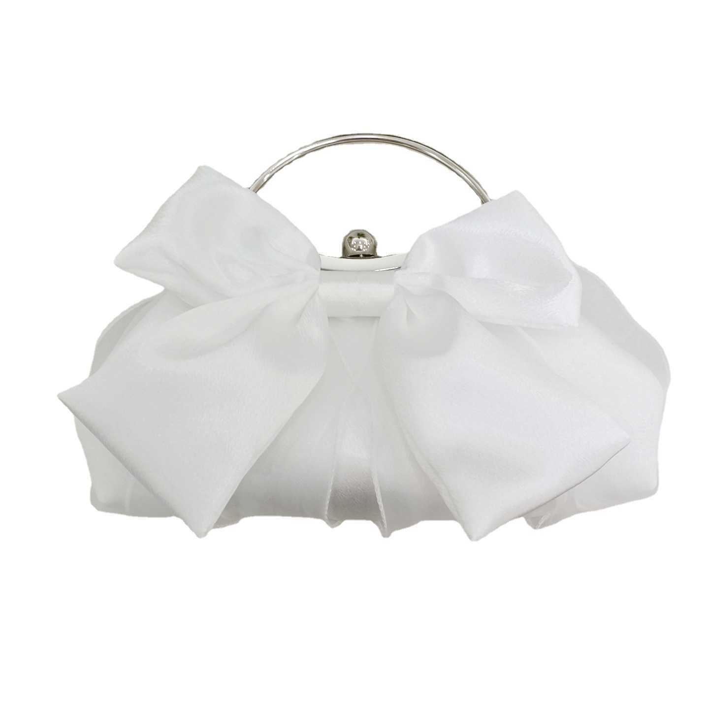 Clutch Bag Bowknot Lolita Bag Pearl Chain Hanfu Bag Cheongsam Handbag Crossbody Fairy Soft Girl Small Bag 240920