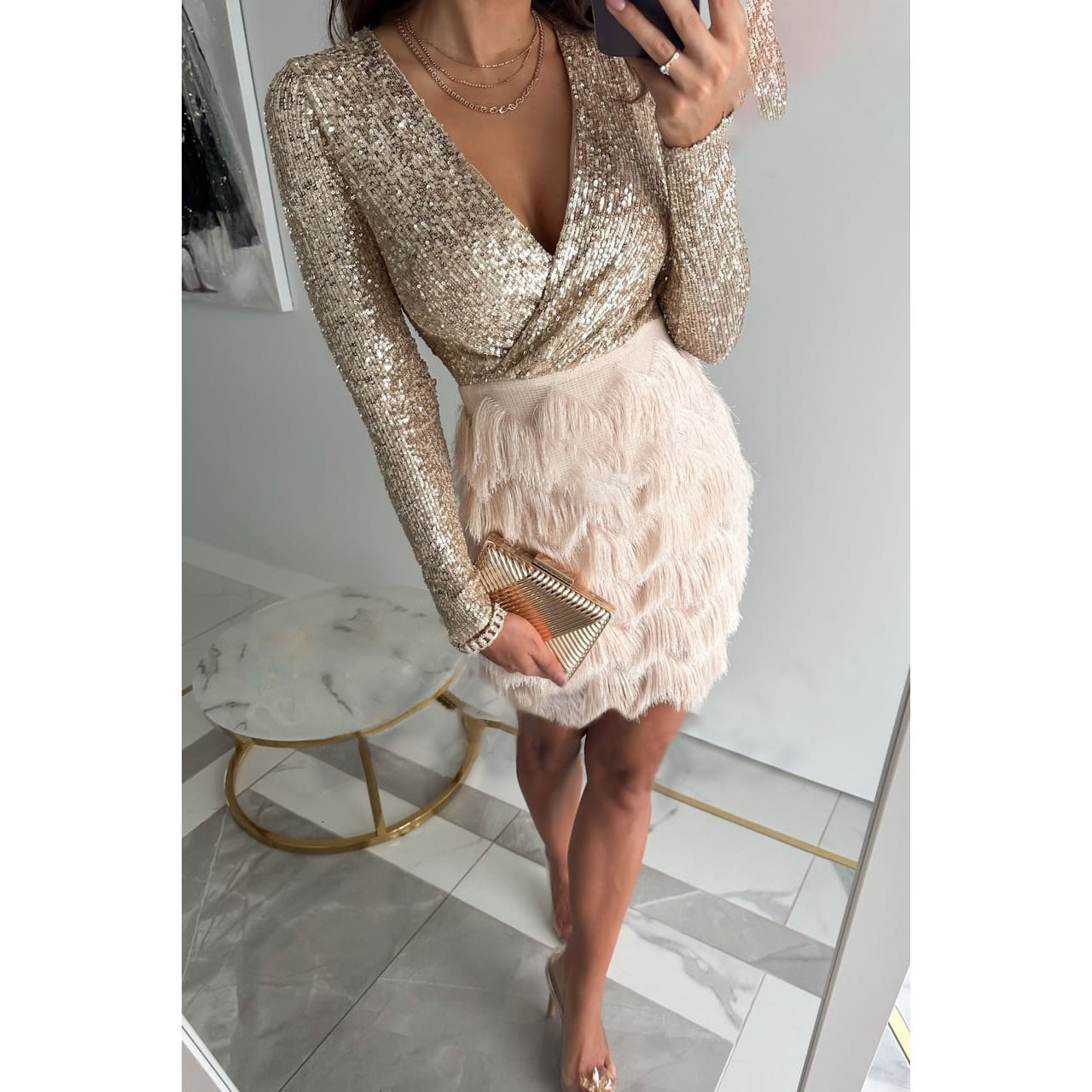 New Hot Selling Designer Short Skirt Party Dress Sequin Trendy Women's Dress