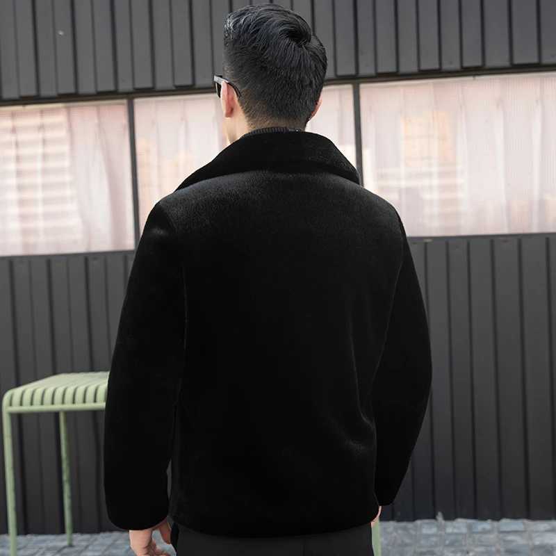 YN-27 Autumn and Winter Natural Mink Fleece Thickened Coat For Mens High End Genuine Fur Coat Fashion Casual Polo Neck Jacket W241213