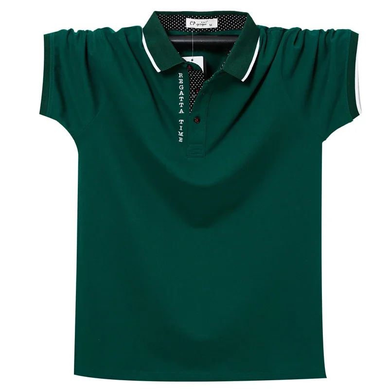 Men Polo Shirt Summer Breathable Cotton Letter Embroidery Short Top Tees Business Casual 6XL Plus Size 241213
