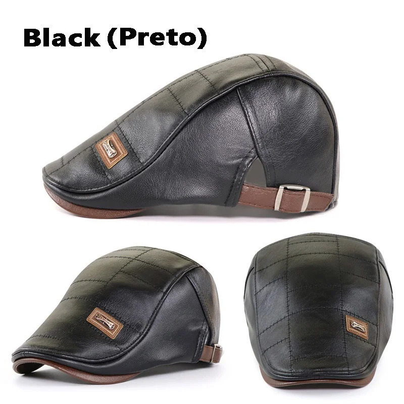 Leather Beret Retro sboy Hat Warm Duckbill Visor Boinas Mens Flat 241210