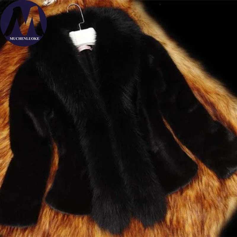 Womens fur coat winter new item imitation fur collar long Slves short jacket Korean fashion slim fit thick coat X241214