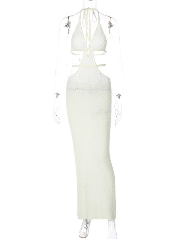 Knitted lace camisole midi dress Bodycon sexy streetwear party club set beach crochet long skirt autumn and winter 241212