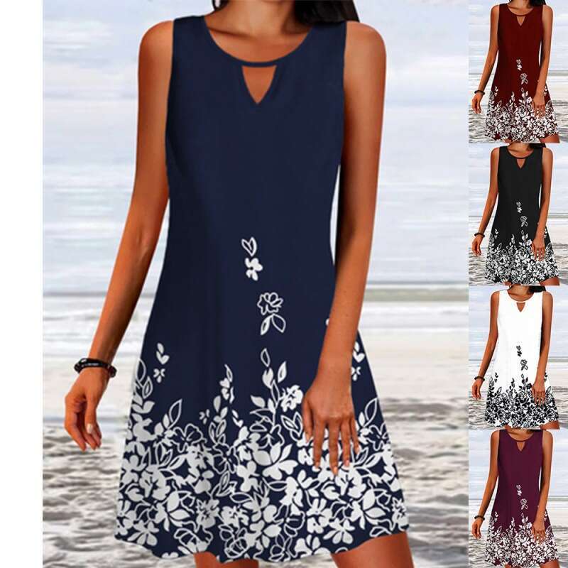 spring/summer hot items European and American loose printed long sleeved design sense ral sleeveless dress for women 2024 new casual versatile fashion