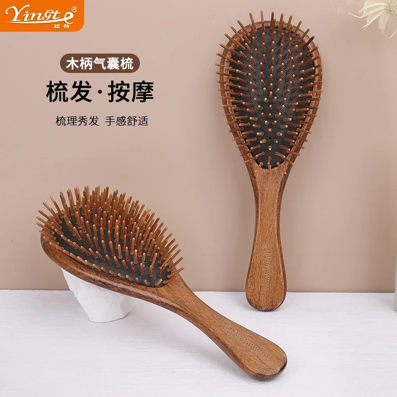 Womens Professional Air Cushion Hair Loss Massage Brush with Wooden Comb Hair Care and Health Bamboo Comb 241213