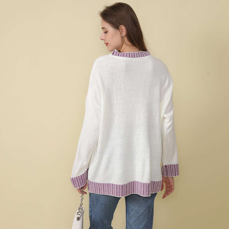 European and American Christmas New Knitted Women's Loose Long Sleeve Letter Embroidered Sweet Beauty Style Sweater