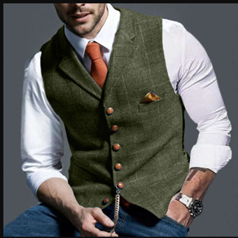 Spring Autumn European And American Casual Checkered Slim Fit Vest, Men's Coat, Fashionable Quality, Classic