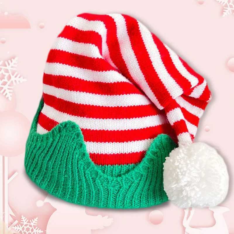 Christmas Knitted Hat Children Adults Striped Elf Hat Christmas Bean Hat Christmas Holiday Park Winter Hat W241213