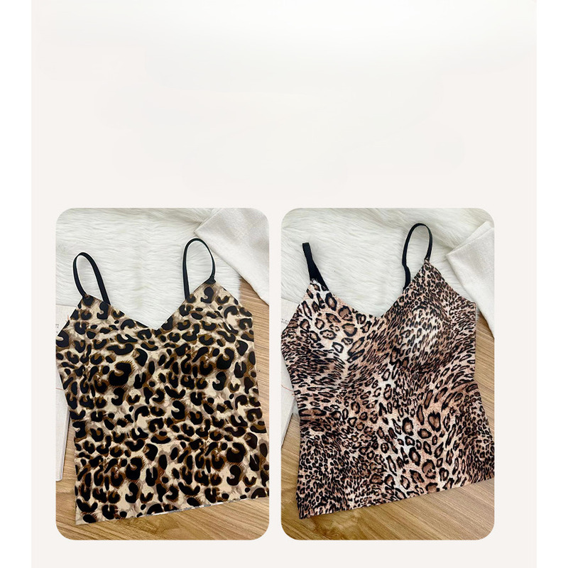 Designer Short Fixed One Piece Tank Top Autumn/winter New Warm Underwear Leopard Pattern Beautiful And Sexy Seamless Inner Layer Women's Tank Top