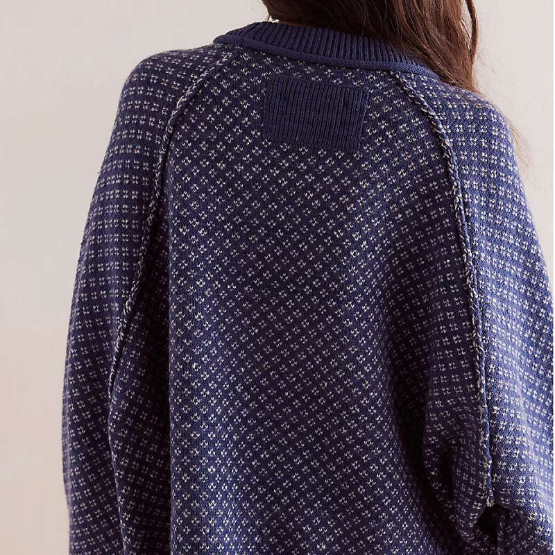 Autumn and winter new women's pullover jacquard long sleeved round neck sweater jacket for women