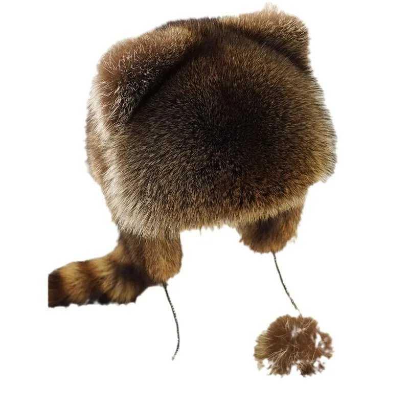 Little Raccoon Ear Protection Hat American Raccoon Hairy Thunder Peak Tyrant Hat Boys and Girls Winter Warm Str Hat W241213