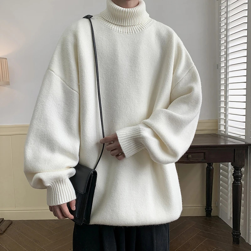 Autumn Winter Men Turtleneck Sweaters Mens Oversized Warm Sweater Women Knitted Jumpers Vintage Pullovers Clothing 241213