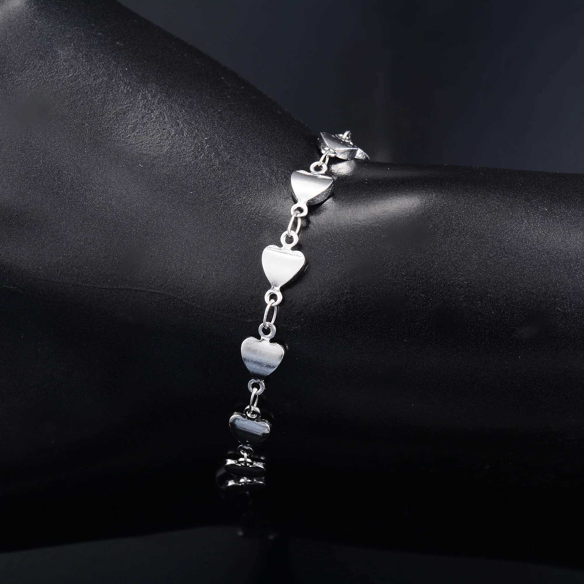 Dainty Heart Link Chain Bracelet for Women Stainl Steel Hand Bangle Ladies Girl Foot Ankle Anklet Gift Jewelry AccoriesXJ241214