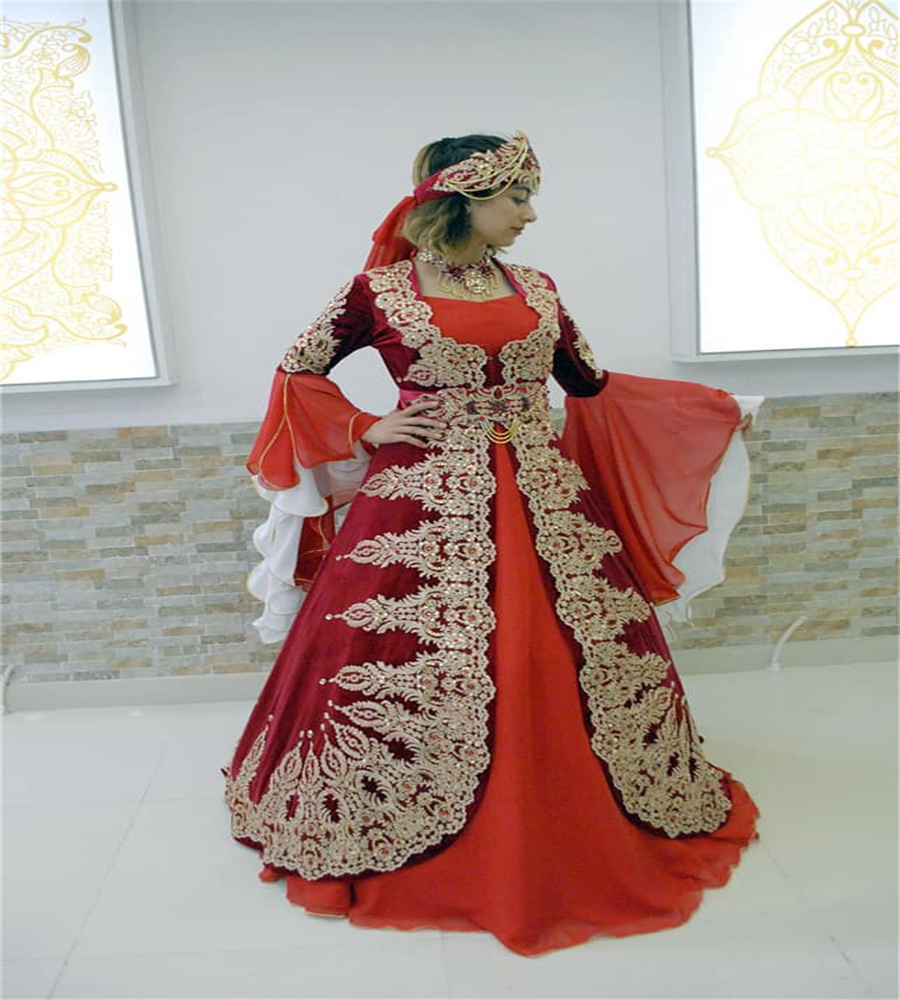 Traditional Moroccan Kaftan Evening Dress Red Luxury Beaded Lace Turkish Prom Dresses Long Sleeve Formal Ceremony Vestio De Novias Elegant Birthday Pa