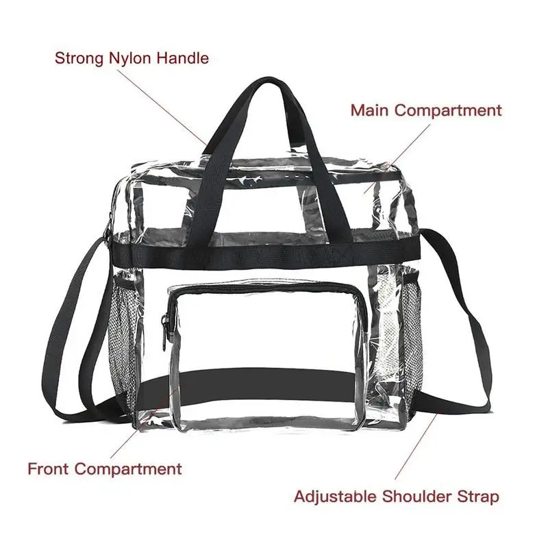 Transparent shopping bag stadium approved transparent PVC handbag with handle transparent handbag wallet used for work beach 241212