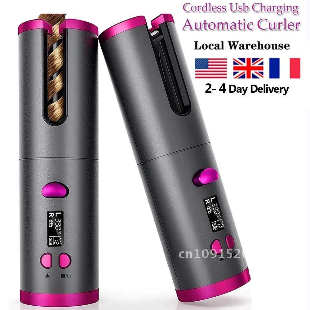 Cordless Automatic Curler Portable Wireless USB Charging Automatic Rotating Ceramic Rod Curling Iron Styling Tool W241214
