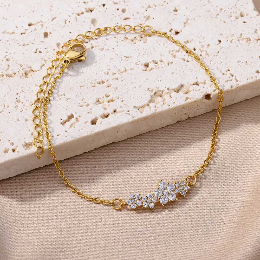 Crystal Zircon Star Bracelets For Women Fashion Gold Plated Stainl Steel Star Bracelet Party Wedding Aesthetic Jewelry GiftXJ241214