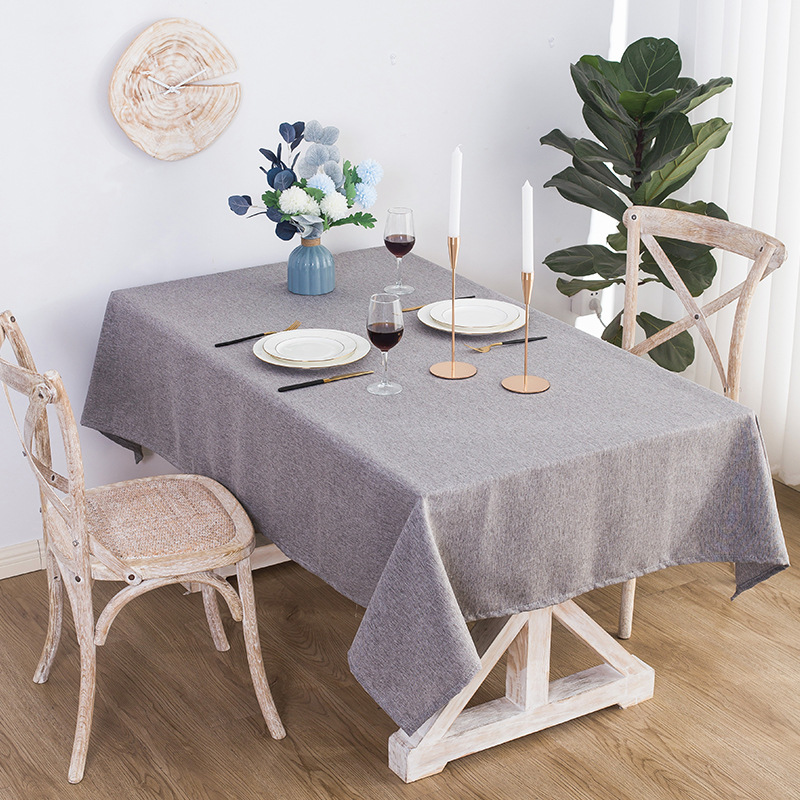 Solid Color Cotton Linen Tablecloth, Waterproof And Oil Resistant Rectangular Tablecloth LN1064