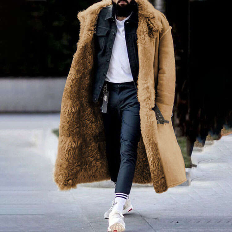 European American Autumn And Winter New Suede Plush Fur Integrated Coat, Warm Men's Style, Fashionable Quality, Classic