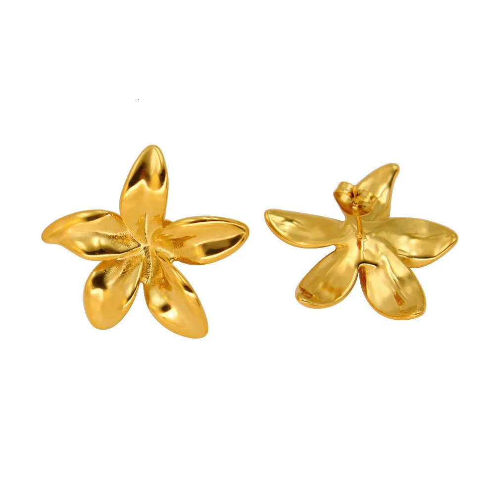 Retro Simple Stainless Steel Flower Earrings Jewelry Spring And Autumn Must-Have Personality Versatile Earrings 241214