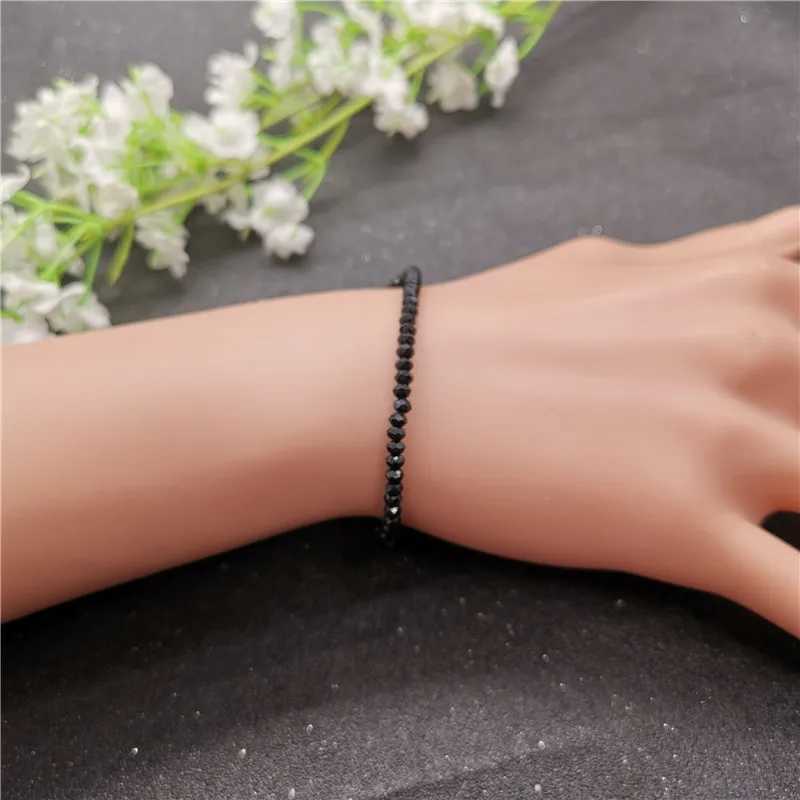 JCYMONG New Fashion 3mm Black Glass Beads Charm Bracelet For Women 2022 Bohemian Gold Silver Color Link Chain Bracelet JewelryXJ241214