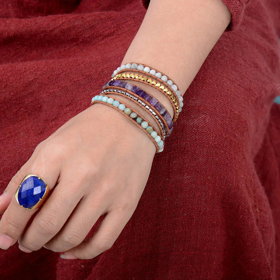 Big Stone Rings High Quality Jewelry Fashion Gold Plated Lapis Lazuli Party Ring Size 7 241214