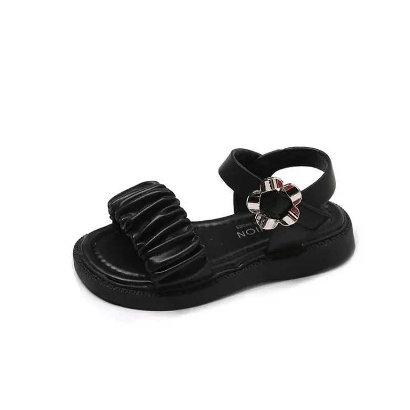 Sandals Girls Sandals 2024 Summer New Style Little Girl Dress Shoes Contrasting Color Princess Wedding Party Platform Shoes Child H05215 H241213