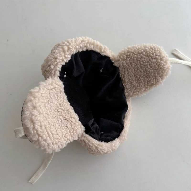 Childrens winter plush earmuffs bears childrens cushion hats baby hats thick warm fur hats 1-4 year wool bomber hats W241213