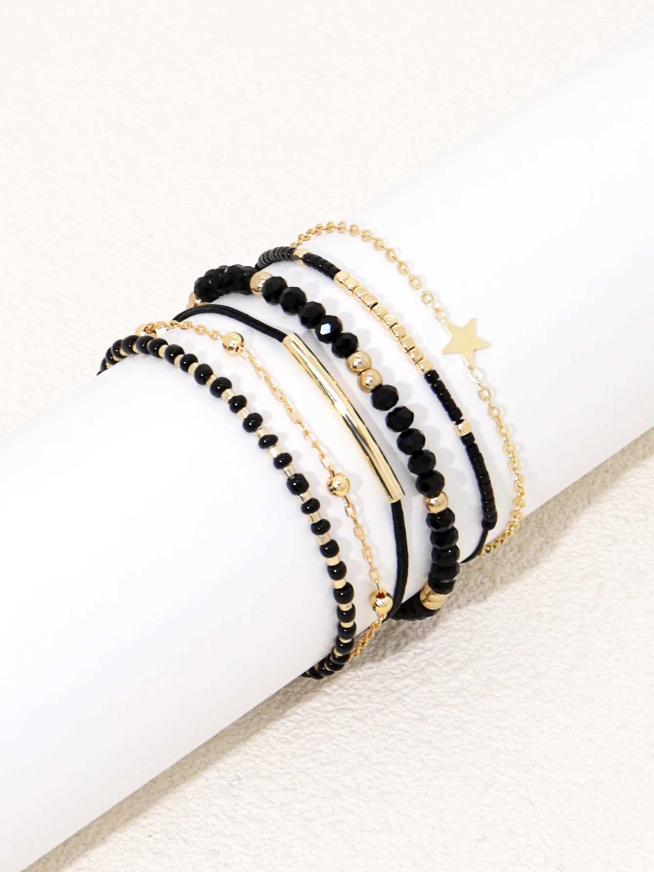 Simple Bracelet Beads Handmade Black Glass Stone Bracelets For Women Boho La Jewelry Party Vacation Jewelry AccoriesXJ241214